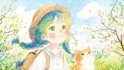 女孩与猫咪