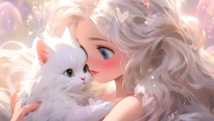 4K 治愈猫猫和少女