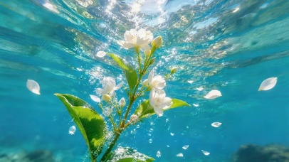 清澈水下鲜花