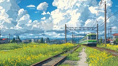 护眼蓝天白云树木带鱼屏