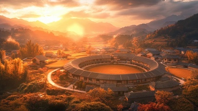 秋日山谷传统村落