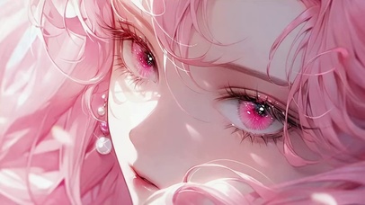 粉发动漫插画女孩