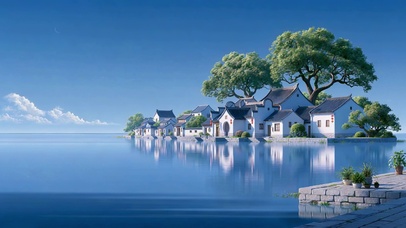 水中村庄风景