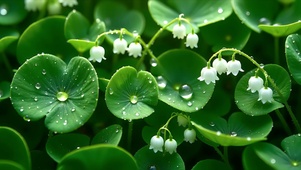 清晨露珠铃兰花