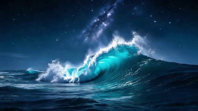 巨大蓝浪翻涌