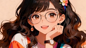 长发戴眼镜女孩