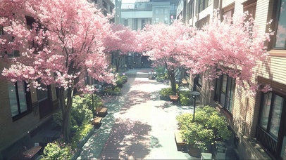 粉色樱花校园空地