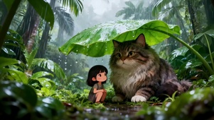 雨天森林躲雨