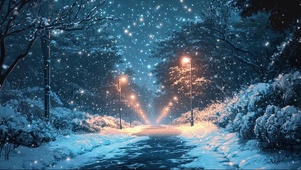 静谧冬日唯美雪花公园
