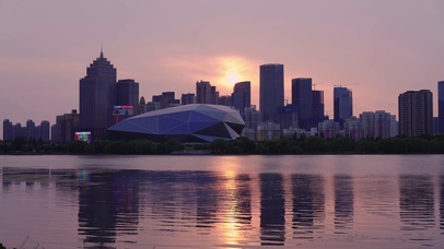 4k唯美夕阳沈阳盛京大剧院