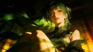 气质国风绿发美女