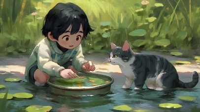 小男孩和猫
