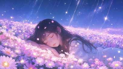 花海睡梦女孩