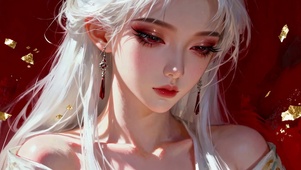 金箔飘落中的古风绝色动漫美女