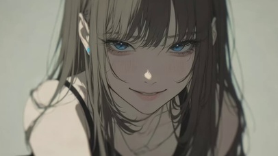 黑发蓝眼动漫少女