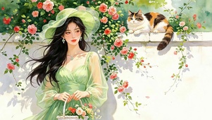 女孩与猫咪