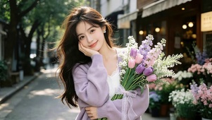 清纯鲜花女孩