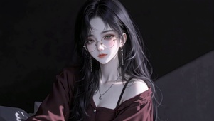 黑丝长发美少女