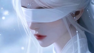 白衣素纱蒙眼女孩