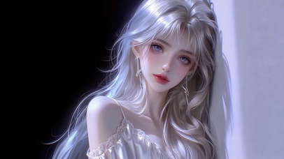 白发红唇纯欲美女