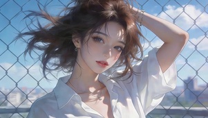 可爱白衬衣女孩