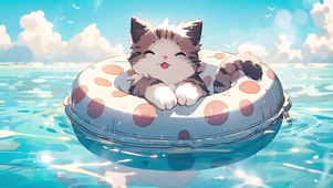 泳圈猫咪