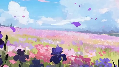 白云花草树木房带鱼屏