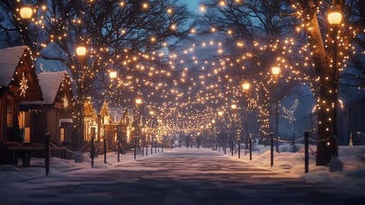 温馨静谧圣诞雪花街道