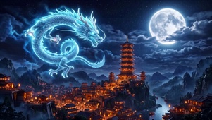 月夜灵龙古镇