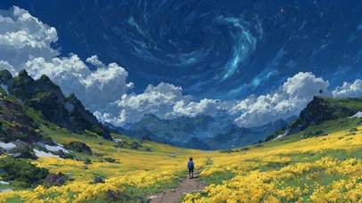 花海天空