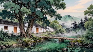 唯美水墨风小镇