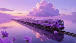 如梦似幻！浪漫花海紫色列车~