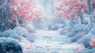 森林冬日大雪白色风景