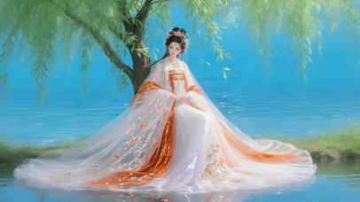 治愈古风长裙女孩