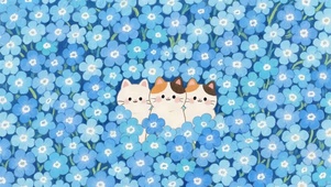 花中3只可爱猫咪