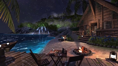 海滩小屋之夜氛围