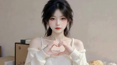 清纯温柔美少女比心