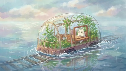 水上玻璃花房小车