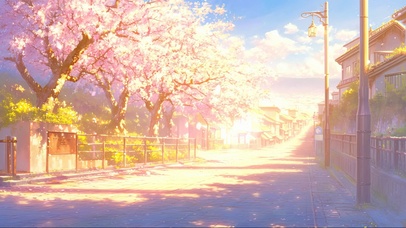 蓝天阳光樱花街道