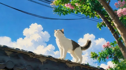 可爱墙头猫咪