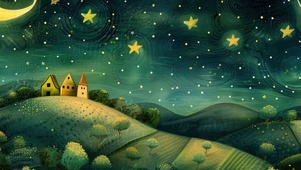 星空夜景树木带鱼屏