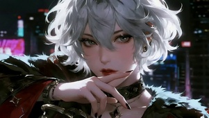 银色短发气质美女