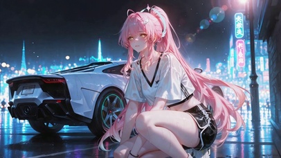 雨夜粉发超跑美少女-爱弥斯