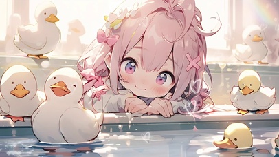 可爱鸭鸭小女孩