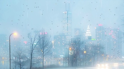 城市雨天公路雨滴带鱼屏