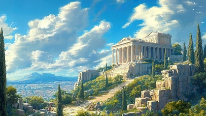 宏伟山巅古罗马建筑