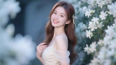 栀香花墙治愈微笑少女