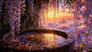 樱花云海晚景