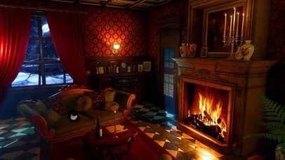 冬季暴风雪复古房间