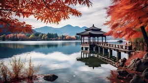 唯美山水古亭美景